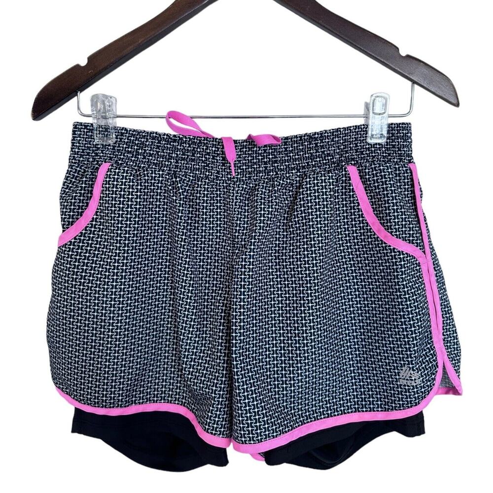 RBX Performance Shorts Activewear Lined Pockets Black Pink White Womens Sz M
